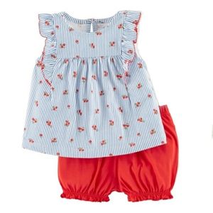 Carter's floral shirt & red shorts set
